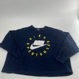 Nike Sportswear Long Sleeve Navy Blue Shirt Top Thick Material